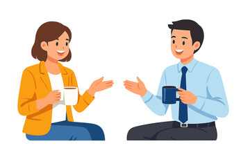 Fototapeta premium Two people having a conversation with coffee
