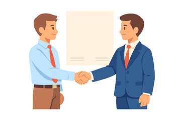 Fototapeta premium Businessmen shaking hands in front of a contract