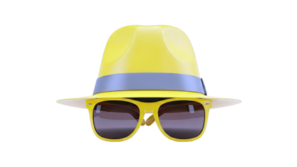 Yellow Fedora Hat and Sunglasses