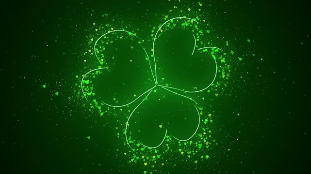 St Patrick's Day Clover Leaf Particles Background 