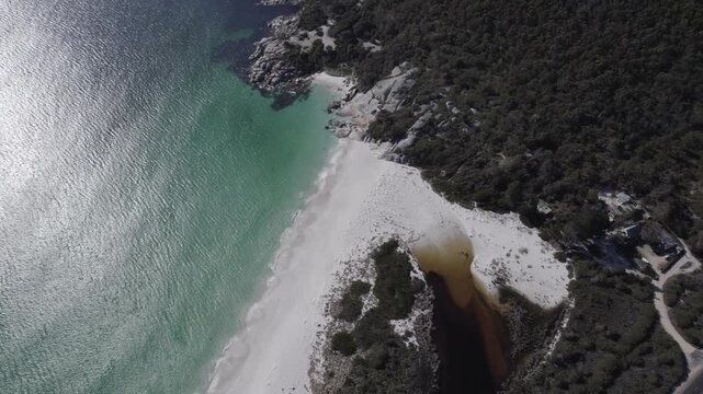 Sloop Rock Lookout And Beach In Tasmania, Australia - Drone Shot