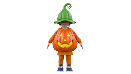 Child in Halloween Pumpkin Costume