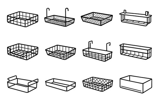Bar icon shelf edge flat mesh modern clipped arms front vector box