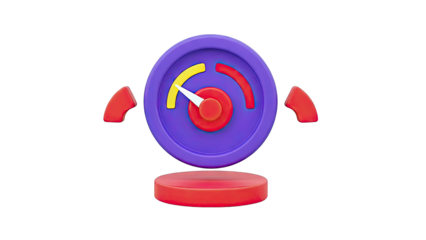 3D Gauge Meter with Red Base and Wings