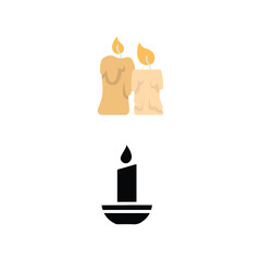 Obraz premium Two candle icon, light, burn