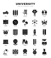 University icons set for website and mobile site and apps.