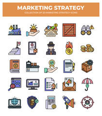 Collection of 25 Marketing Strategy Icons: A Visual Guide to Business Growth