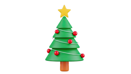 Stylized 3D Christmas Tree with Ornaments and Star