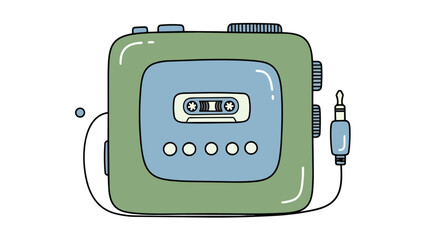 Retro Portable Cassette Player with Headphones Jack.