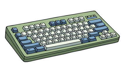 Retro computer keyboard illustration for digital technology concepts and vintage computing.