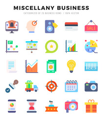 Miscellany Business Flat icons collection. Flat icons pack. Vector illustration