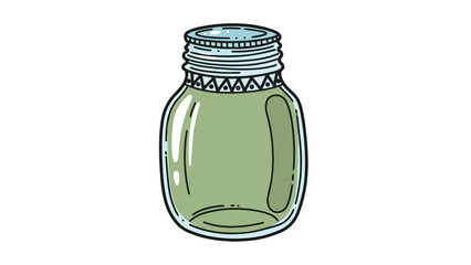 Empty glass jar with a metal lid handdrawn illustration.