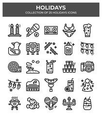 Holidays. Collection of 25 Festive Icons