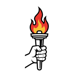 a person holding a torch flame.