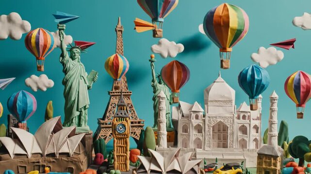 Landmarks and monuments from around the world in miniature 4k video