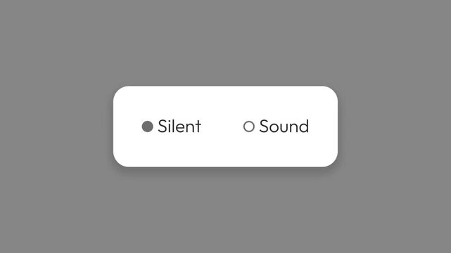 Silent and sound toggle switch interface in sleek 4k animation for apps and websites, modern ui design element