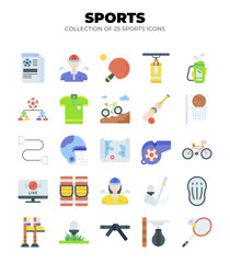 Collection of 25 Sport Icons. Colorful and Flat Design