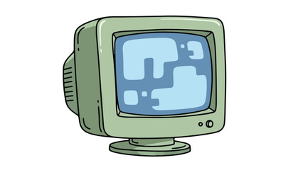 Retro Computer Monitor Illustration with Blank Screen.