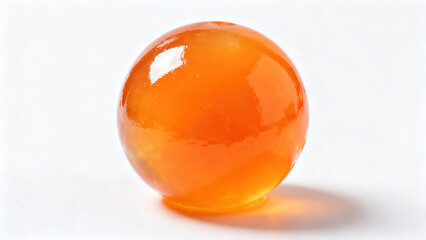 Minimalist Still Life: Glossy Display of Orange Transparent Sphere