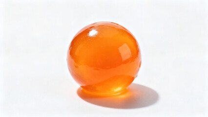 Minimalist Still Life: Glossy Display of Orange Transparent Sphere