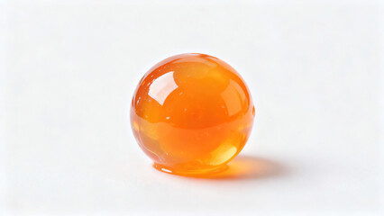 Minimalist Still Life: Glossy Display of Orange Transparent Sphere