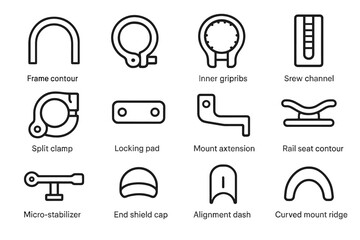 Fototapeta premium Screw extension groove channel arm bike ridge icons icon vector rail accessory