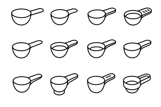 Portioning narrow cavity spoon icon compact vector angled device icons hemisphere measuring