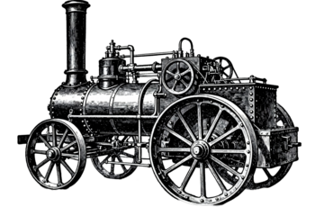 Vintage Steam Traction Engine with Large Wheels