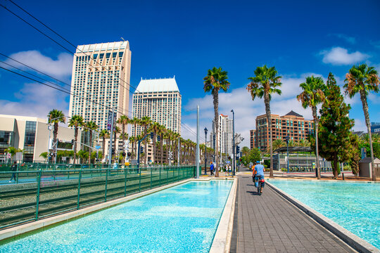 San Diego - July 30, 2017: Modern skyscrapers in Downtown San Diego on a sunny day