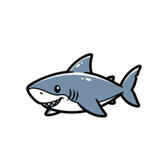 Obraz premium An illustration of a shark swimming in water with a white background.