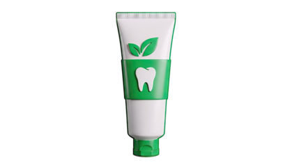 Toothpaste tube with leaf and tooth icons