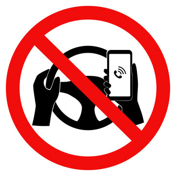 Do not use phone while driving sign, Careless and Dangerous driving behavior symbol. Flat vector illustration design