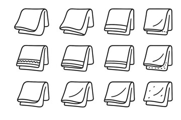 Crest fold surface towel ridge stitched vector line icon weave small pet