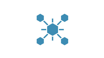 Abstract geometric business logo design featuring a blue 3d hexagon pattern and digital vector cube shapes for a modern technology web icon template