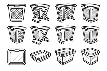 Icon ridge crest basket contour slope fold band pads vector mesh foldable