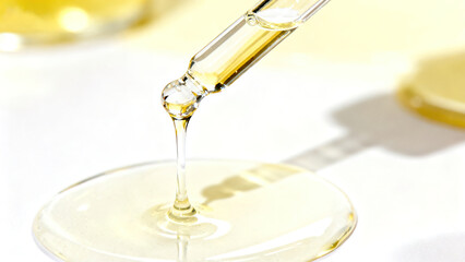 Experimental Still Life: Close-up of Transparent Liquid Dripping from a Dropper