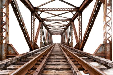Rusty Railway Truss Bridge with Wooden Rails