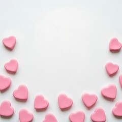 pink heart shaped cookies on white background
