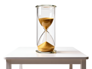 Hourglass on White Table, Time Management Concept