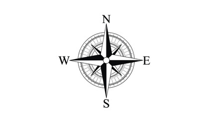 Classic compass rose displaying cardinal directions with north south east and west © MdSamsuzzaman