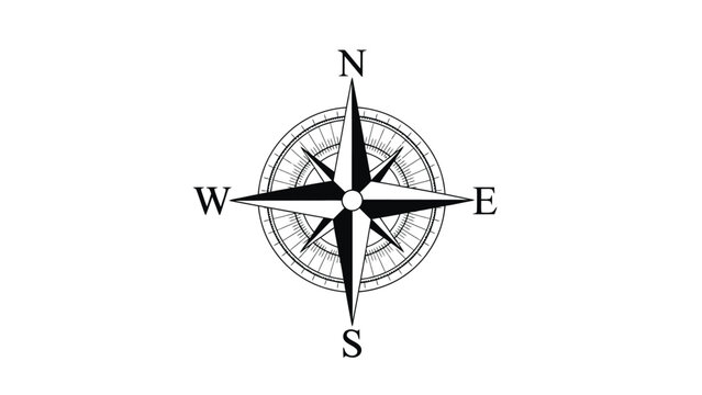 Classic compass rose displaying cardinal directions with north south east and west