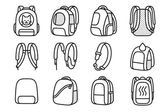 Vertical soft sides carrier structure pet vector bottom back icon zipper