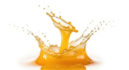 Vibrant orange liquid splash on white background
