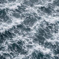 Naklejka premium Dynamic ocean waves capturing the raw motion and energy of nature with splashing foam against a backdrop of textured deep blue water embodying the force and beauty of the sea