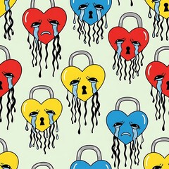 Crying heart padlocks on light background