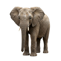 Fototapeta premium African Elephant Standing Front View Isolated on White Background