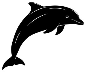 a black and white silhouette of a dolphin jumping out of the water, black, dolphin, icon, jump, jump in, silhouette, water, against transparent background © Alloca Design Studio