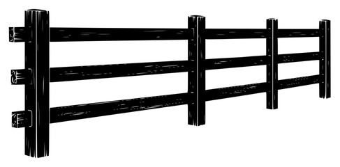 a drawing of a wooden fence on a , black, drawing, fence, illustration, wooden, against transparent background