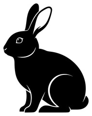 Obraz premium a black silhouette of a rabbit on a , black, bunny, rabbit, silhouette, against transparent background