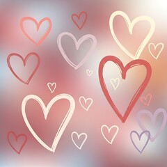 colorful hearts on pink background